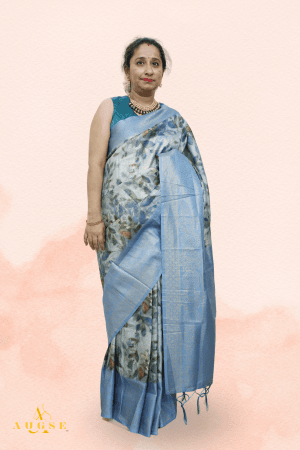 Desi Dori Grey Cotton Zari Saree 