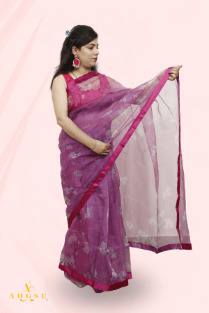 Stunning Crimson Jazz Organza Saree  