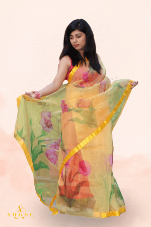 Cheerful Simlpy Organza Yellow Saree