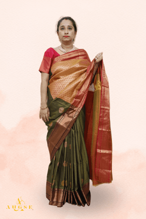 Silki Green Ethnic Kanjeevaram Saree  