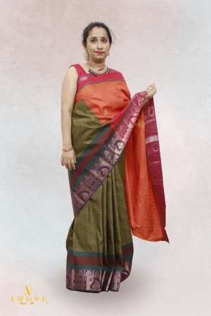 Desi Deva Red Silk Zari Kanjeevaram Saree