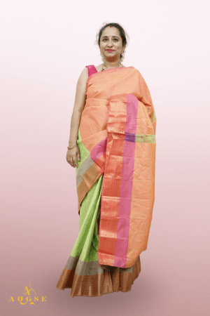 Pretty Pallu Parrot Green Kanjeevaram Saree